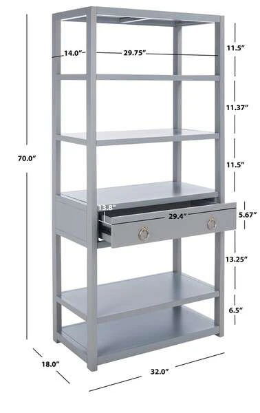 Safavieh Johni 1 Drawer 5 Shelf Etagere - Gray - Image 3