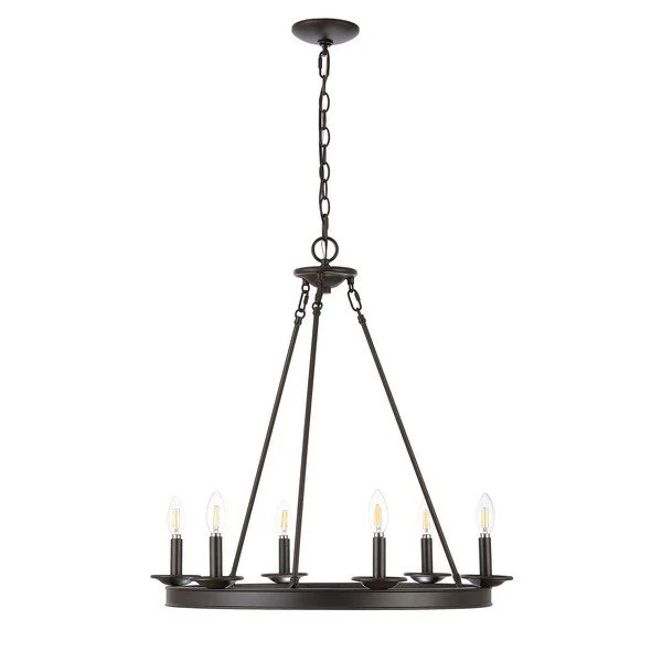 Safavieh Joris 6Lt Chandelier - Oil Rubbed Bronze (Black) - Image 2