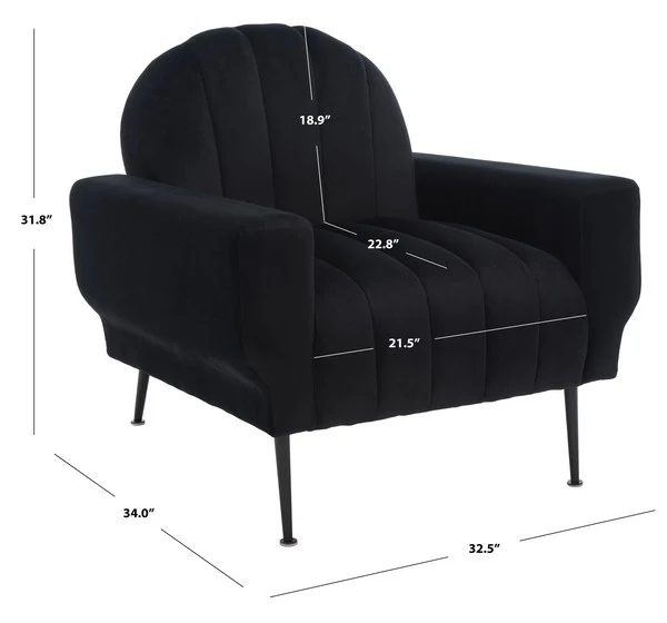 Safavieh Josh Channel Tufted Chair - Black - Image 5