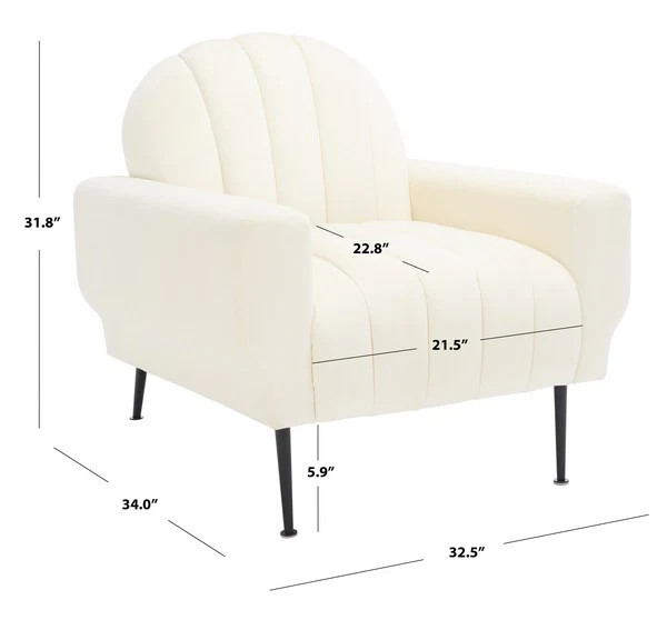 Safavieh Josh Channel Tufted Chair - Creme - Image 3