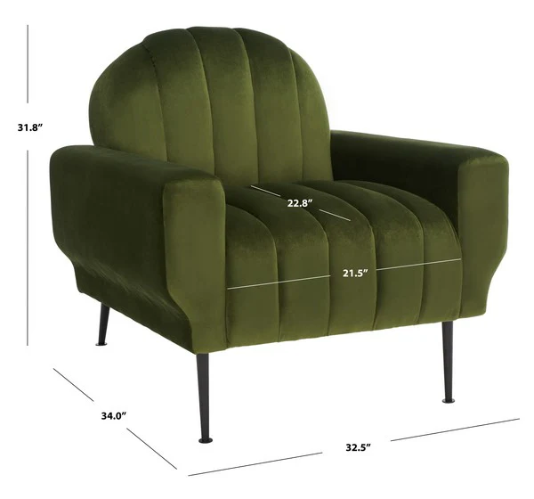 Safavieh Josh Channel Tufted Chair - Forest Green - Image 5