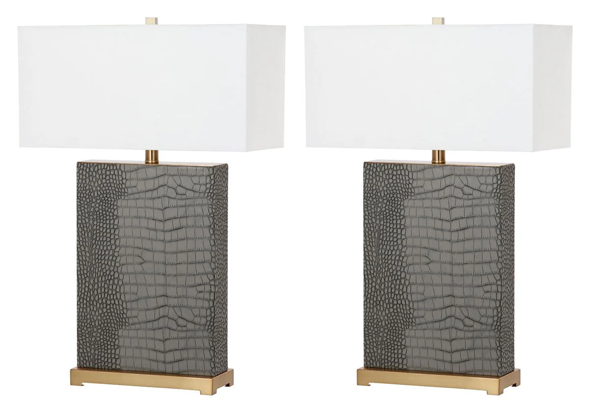 Safavieh Joyce 27.75-Inch H Faux Alligator Table Lamp Set Of 2 - Cream - Image 2