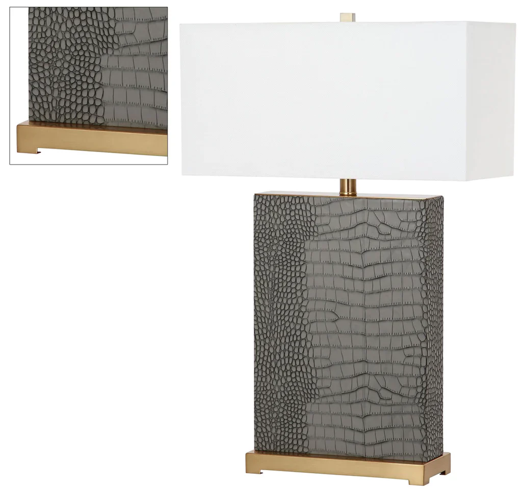 Safavieh Joyce 27.75-Inch H Faux Alligator Table Lamp Set Of 2 - Grey - Image 3