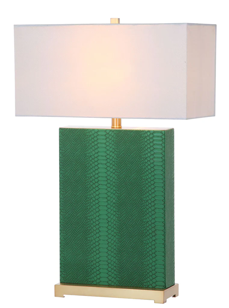 Safavieh Joyce 27.75-Inch H Faux Snakeskin Table Lamp Set Of 2 - Dark Green - Image 3