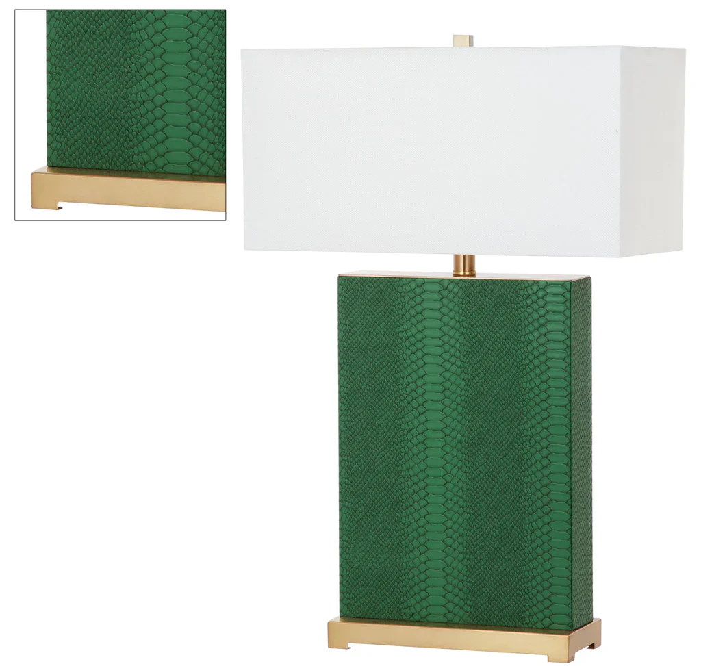 Safavieh Joyce 27.75-Inch H Faux Snakeskin Table Lamp Set Of 2 - Dark Green - Image 4