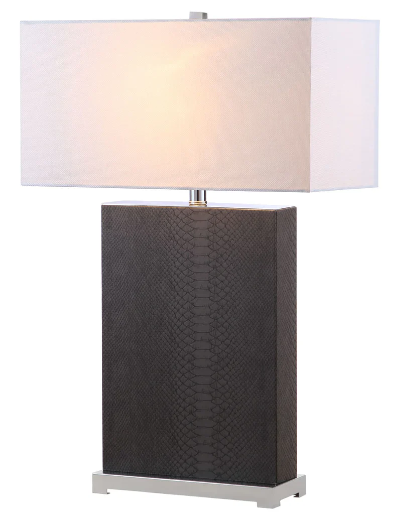Safavieh Joyce 27.75-Inch H Faux Snakeskin Table Lamp Set Of 2 - Grey - Image 4