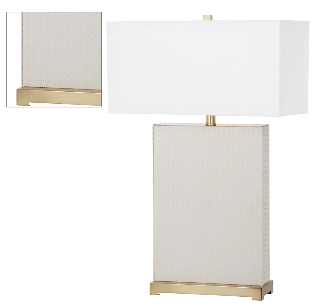 Safavieh Joyce 27.75-Inch H Faux Woven Leather Table Lamp Set Of 2 - Cream - Image 3