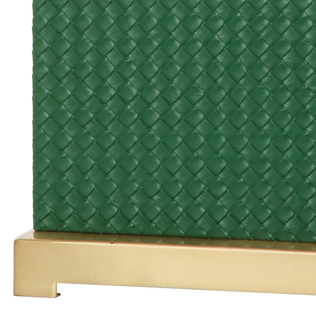 Safavieh Joyce 27.75-Inch H Faux Woven Leather Table Lamp Set Of 2 - Dark Green - Image 2