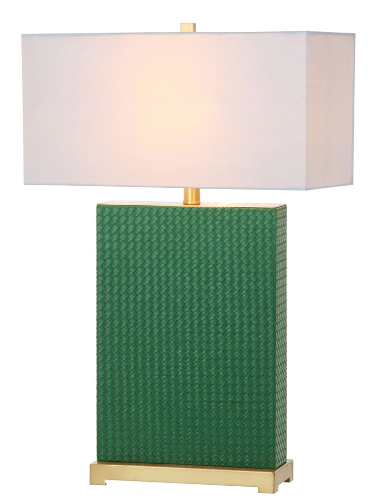 Safavieh Joyce 27.75-Inch H Faux Woven Leather Table Lamp Set Of 2 - Dark Green - Image 4