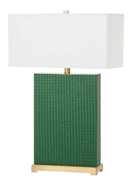 Safavieh Joyce 27.75-Inch H Faux Woven Leather Table Lamp Set Of 2 - Dark Green - Image 5