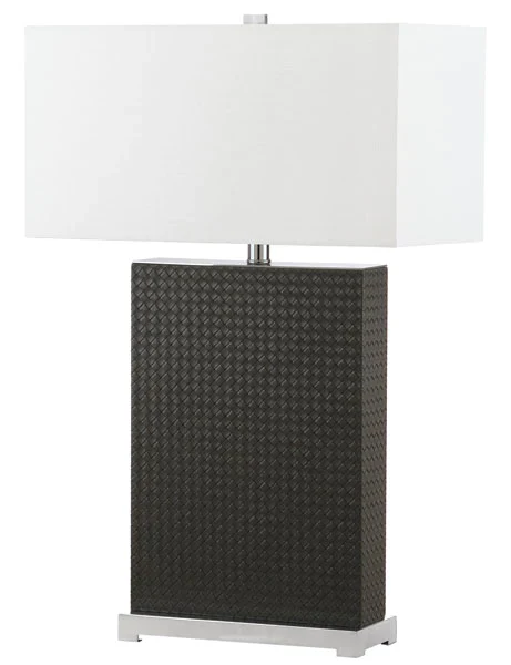 Safavieh Joyce 27.75-Inch H Faux Woven Leather Table Lamp Set Of 2 - Grey - Image 2