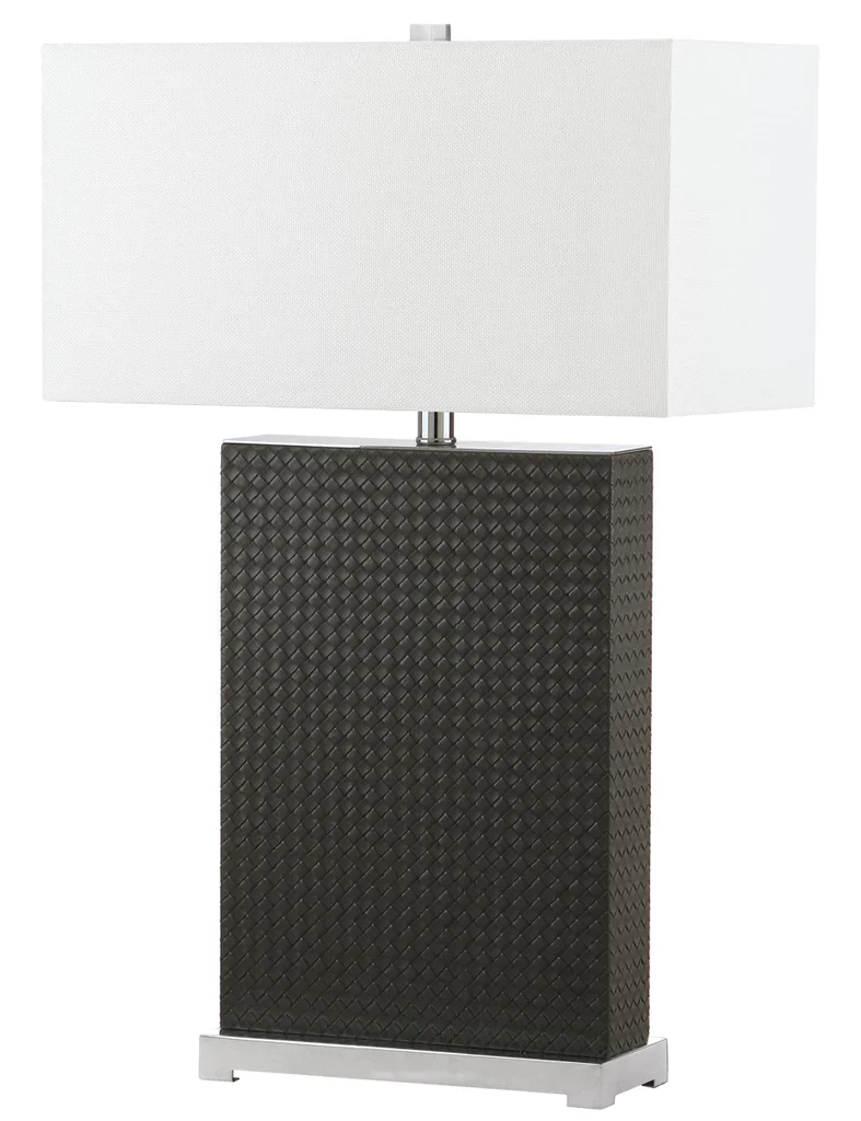 Safavieh Joyce 27.75-Inch H Faux Woven Leather Table Lamp Set Of 2 - Grey - Image 3
