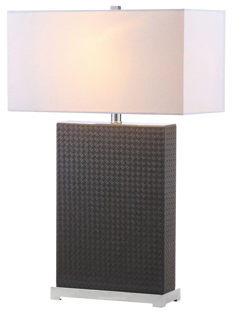 Safavieh Joyce 27.75-Inch H Faux Woven Leather Table Lamp Set Of 2 - Grey - Image 4