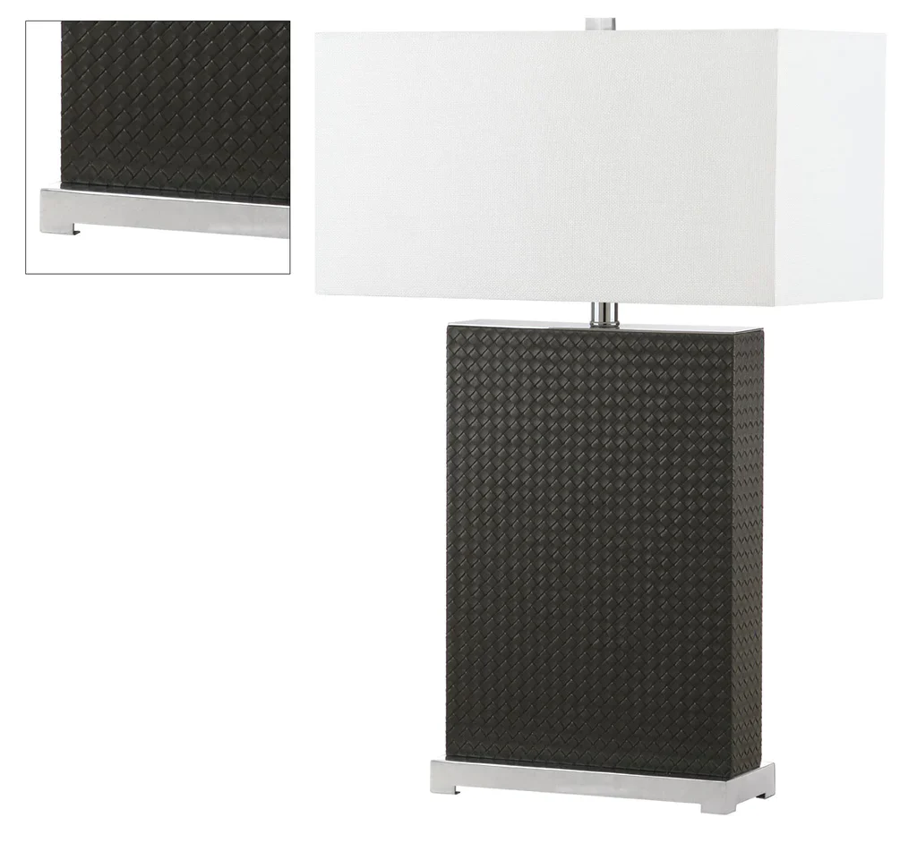 Safavieh Joyce 27.75-Inch H Faux Woven Leather Table Lamp Set Of 2 - Grey - Image 5