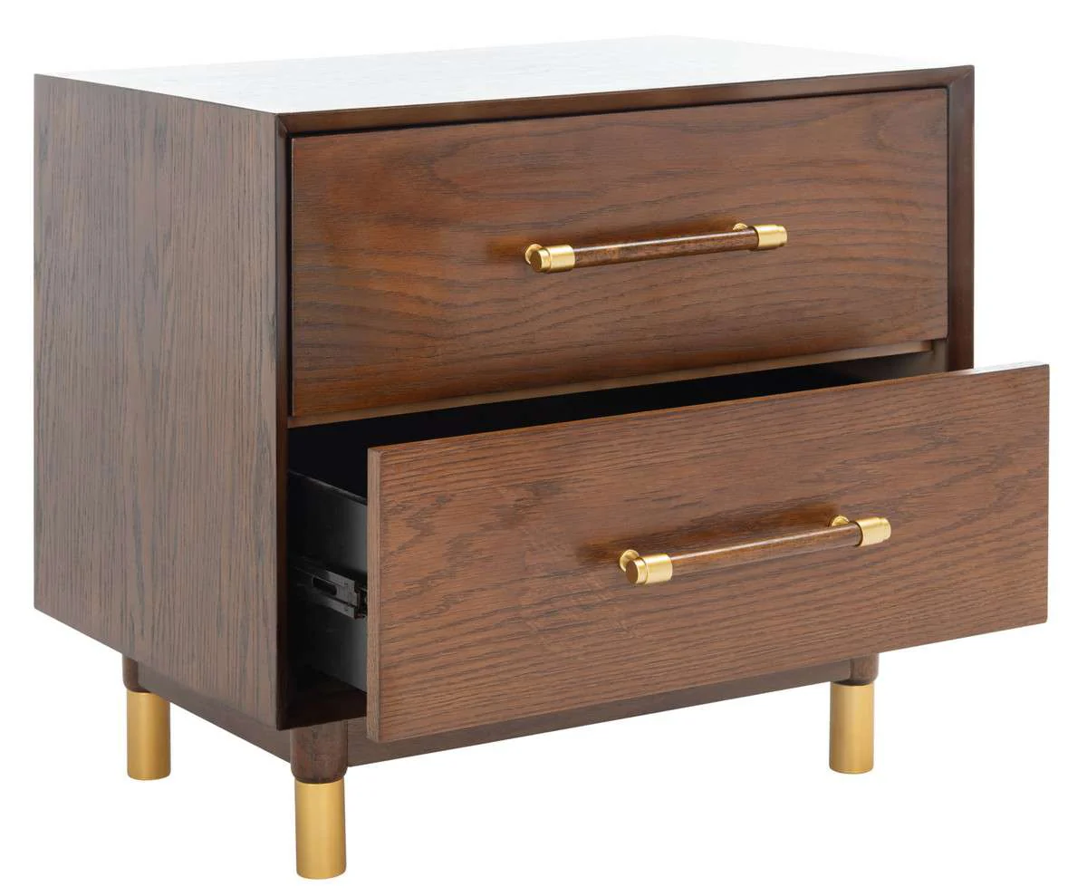 Safavieh Justice 2 Drawer Nightstand - Walnut - Image 3