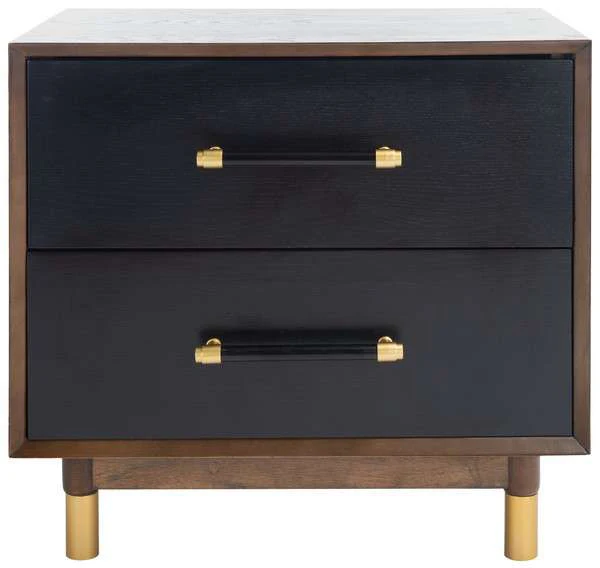 Safavieh Justice 2 Drawer Nightstand - Walnut With Black - Image 2