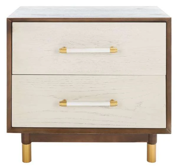 Safavieh Justice 2 Drawer Nightstand - Walnut With White Washed - Image 2