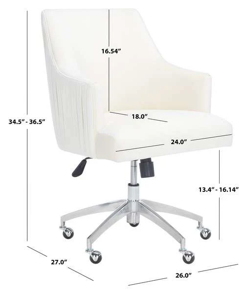 Safavieh Kaisley Puckered Office Chair - Cream - Image 3