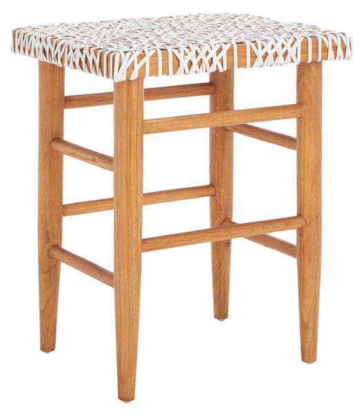 Safavieh Kaleo Woven Leather Counter Stool - White - Image 2