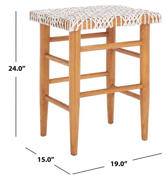Safavieh Kaleo Woven Leather Counter Stool - White - Image 3