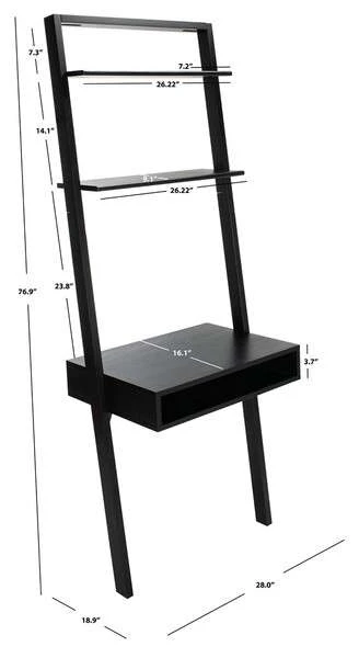 Safavieh Kamy 2 Shelf Leaning Desk - Black - Image 4