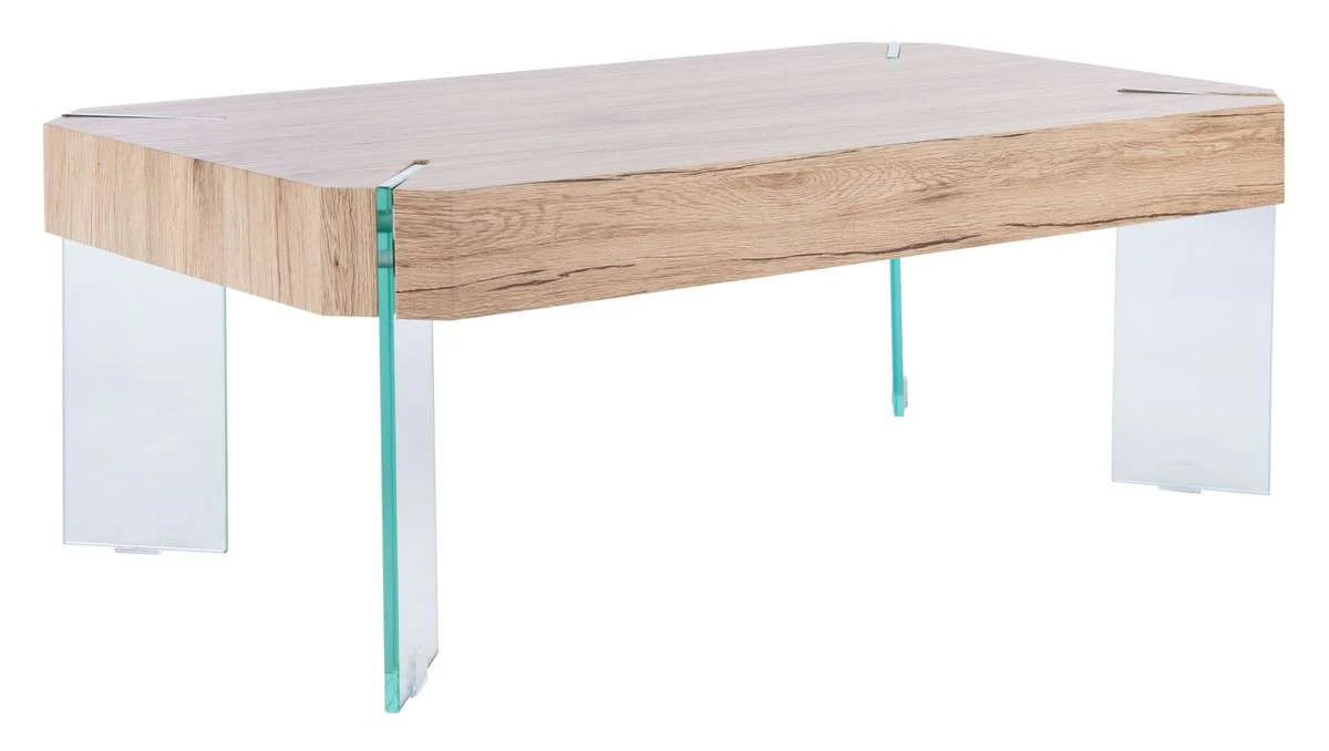 Safavieh Katelyn Rectangular Contemporary Glass Leg Coffee Table - Natural - Image 3