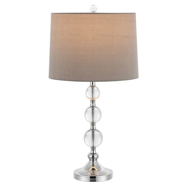 Safavieh Keeva, 27 Inch, Clear/Chrome, Crystal/Iron Table Lamp Set Of 2 W/ Usb Port ‰ÛÒ Grey Shades? Set Of 2 - Clear - Image 2