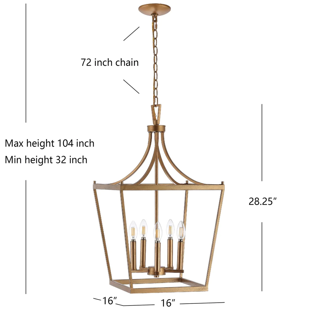 Safavieh Kenris 5Lt Pendant - Gold Painted - Image 2