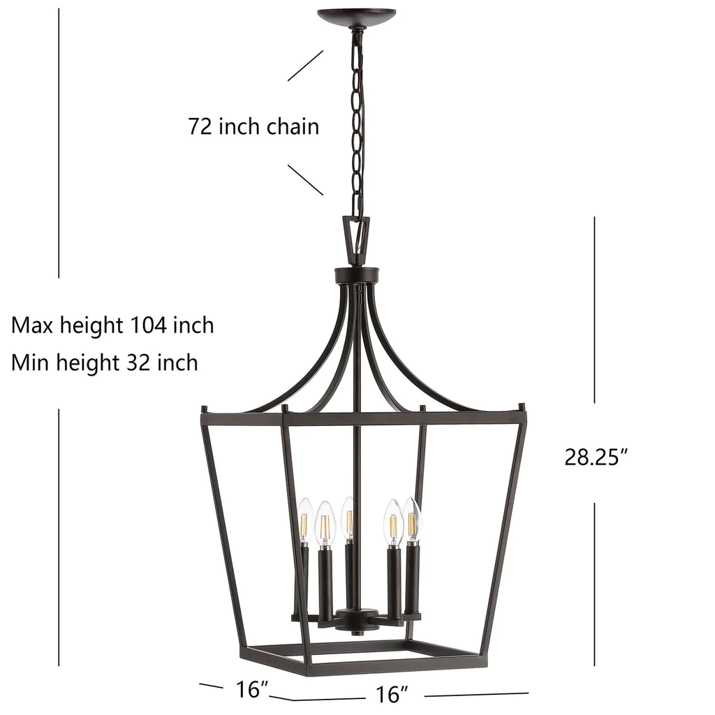 Safavieh Kenris 5Lt Pendant - Oil Rubbed Bronze (Black) - Image 3