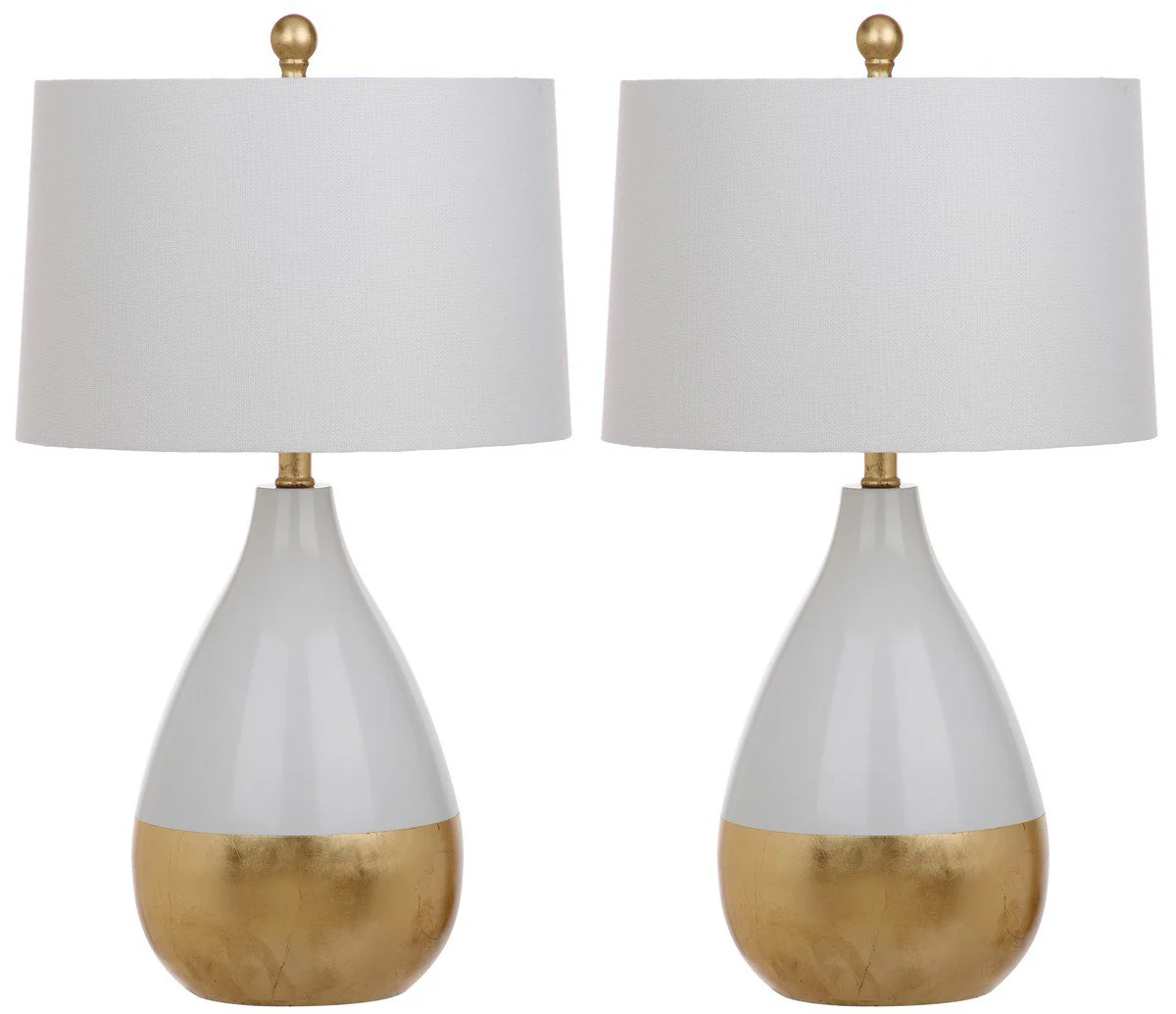 Safavieh Kingship 24-Inch H White And Gold Table Lamp Set Of 2 - White - Image 2