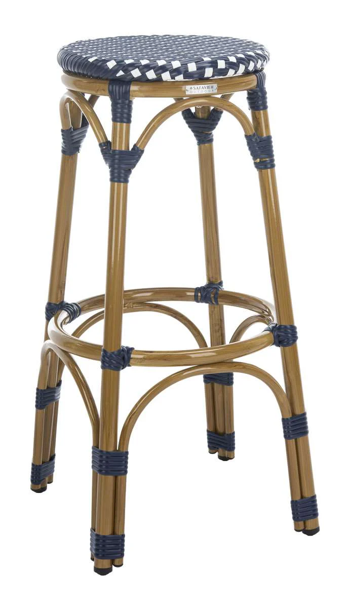 Safavieh Kipnuk Stool Navy/White (Indoor/Outdoor) - Navy - Image 2