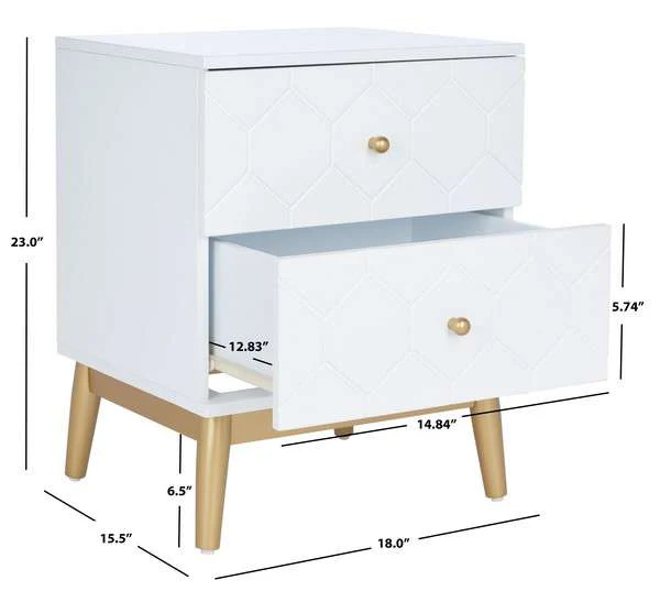 Safavieh Kit 2 Drawer Patterned Night Stand - White - Image 3