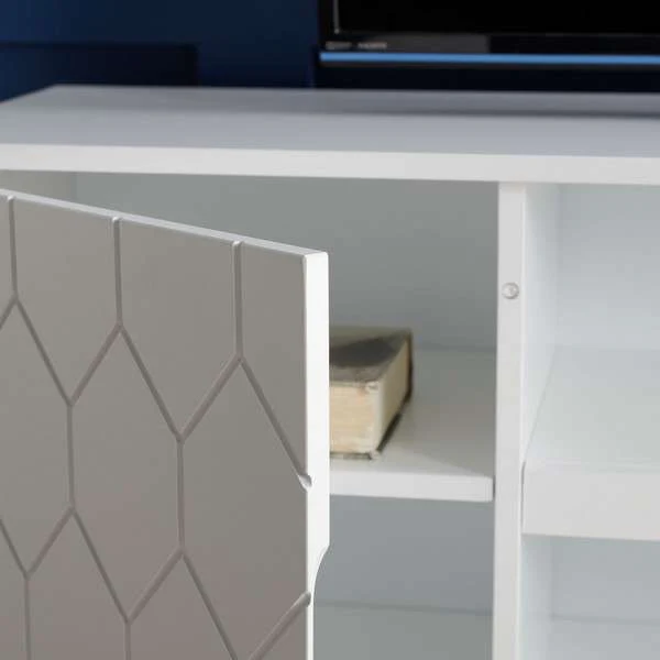 Safavieh Kit 3 Shelf Patterned Media Stand - White - Image 2