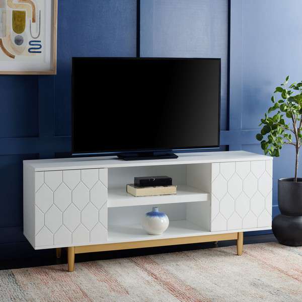 Safavieh Kit 3 Shelf Patterned Media Stand - White - Image 4