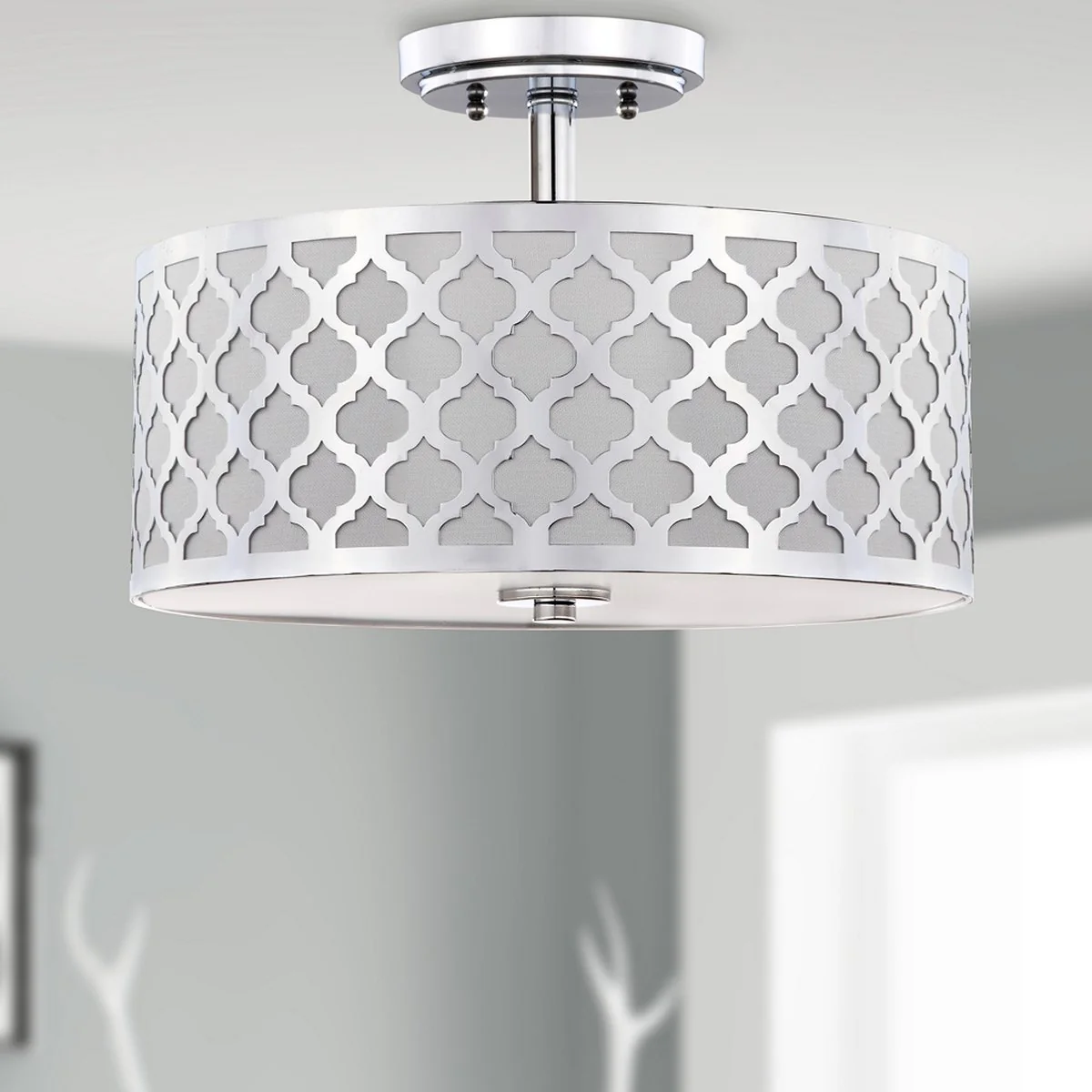 Safavieh Kora Quatrefoil 3 Light 15-Inch Dia Chrome Flush Mount - Chrome - Image 2