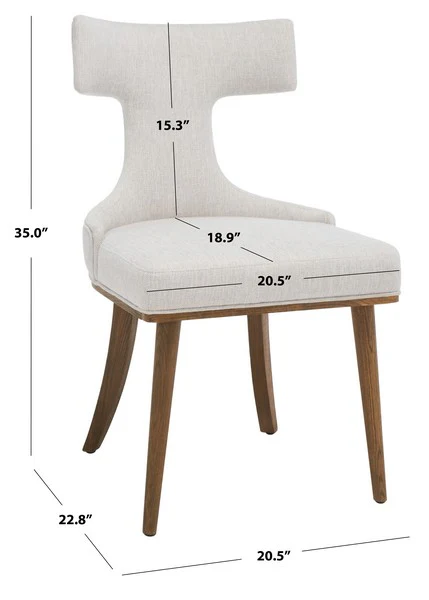 Safavieh Krisalyn Linen Dining Chair - Taupe - Image 3