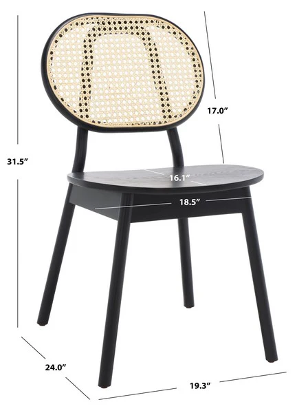 Safavieh Kristianna Rattan Back Chair Set Of 2 - Black - Image 3