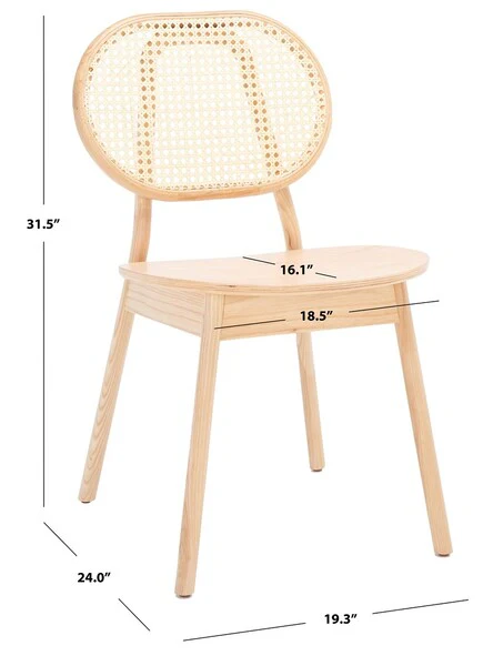 Safavieh Kristianna Rattan Back Chair Set Of 2 - Natural - Image 3