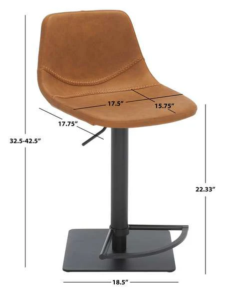 Safavieh Kynlee Gas Lift Barstool - Cognac - Image 4