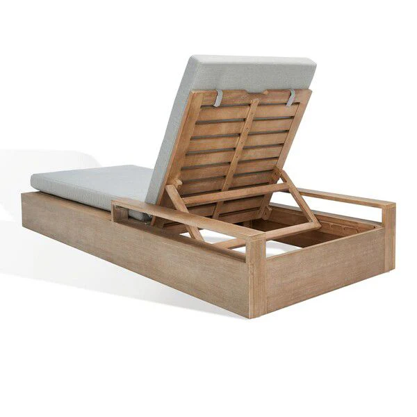 Safavieh Lanai Wood Chaise Lounge Chair - Dark Brown - Image 3