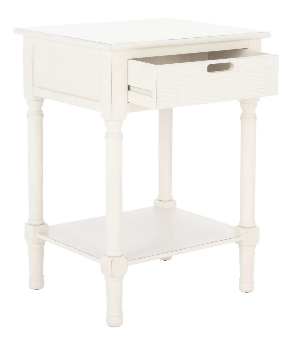Safavieh Landers 1 Drawer Accent Table - Distressed White - Image 3
