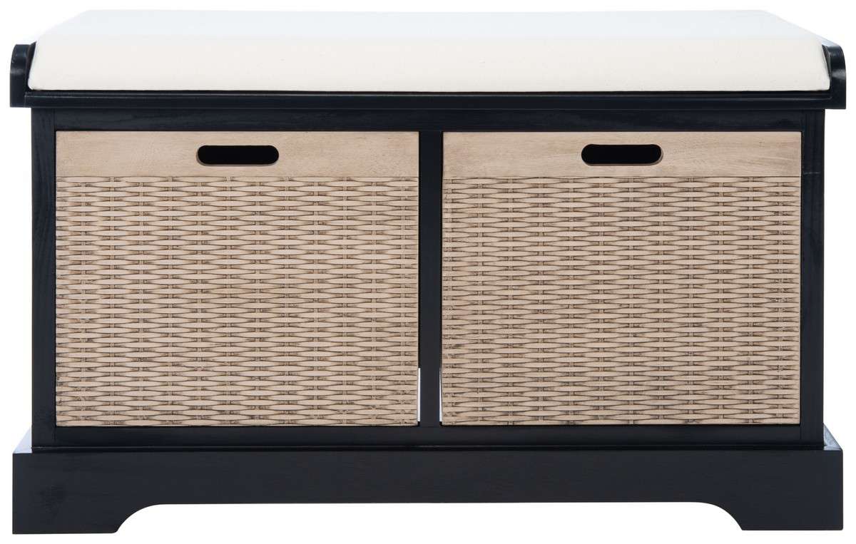 Safavieh Landers 2 Drawer/Cushion Storage Bench - Black - Image 3