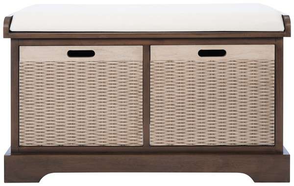 Safavieh Landers 2 Drawer/Cushion Storage Bench - Brown - Image 2