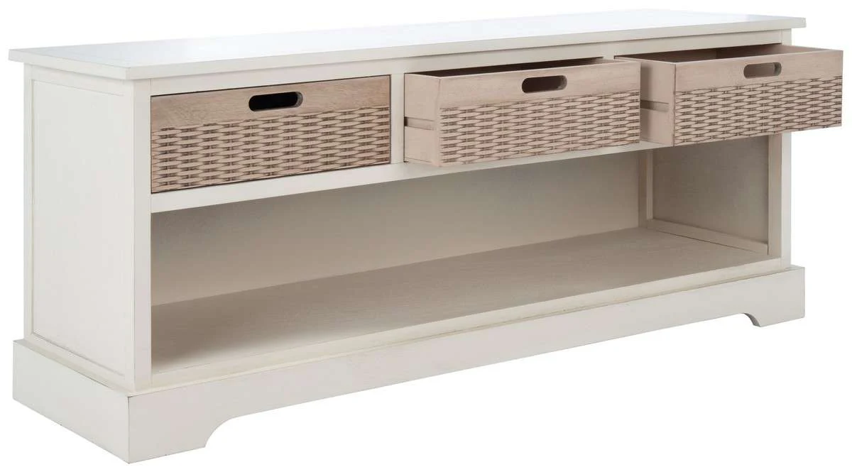 Safavieh Landers 3 Drawer Storage Bench - Distressed White - Image 2