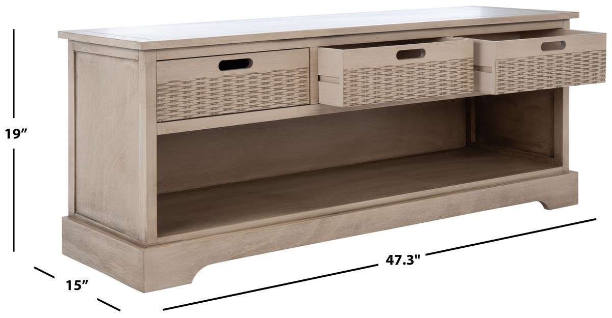 Safavieh Landers 3 Drawer Storage Bench - Sand - Image 3