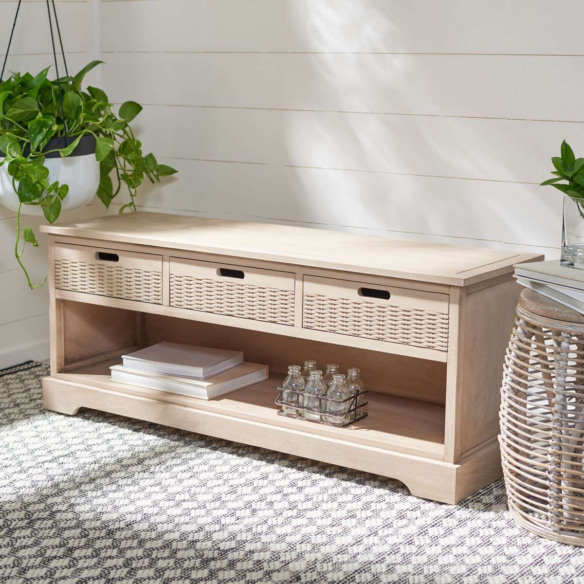 Safavieh Landers 3 Drawer Storage Bench - Sand - Image 4