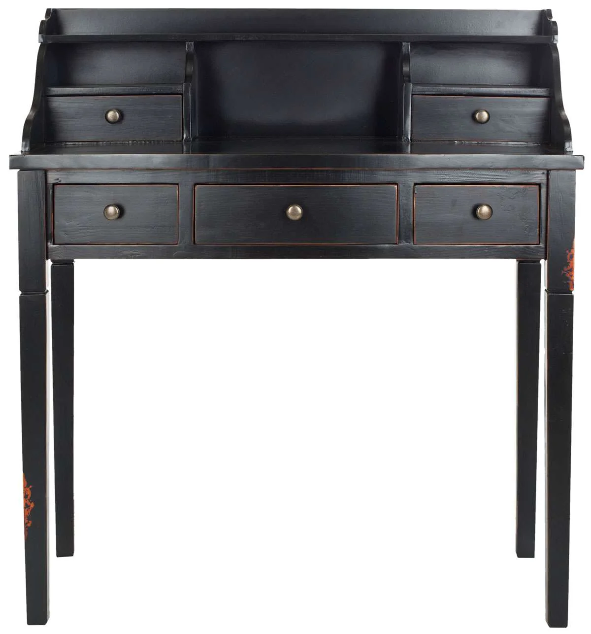Safavieh Landon 5 Drawer Writing Desk - Distressed Black - Image 2