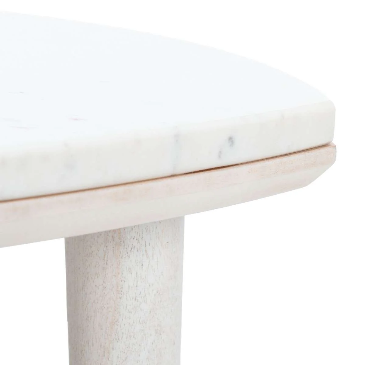 Safavieh Lara Marble Side Table - White Wash - Image 3