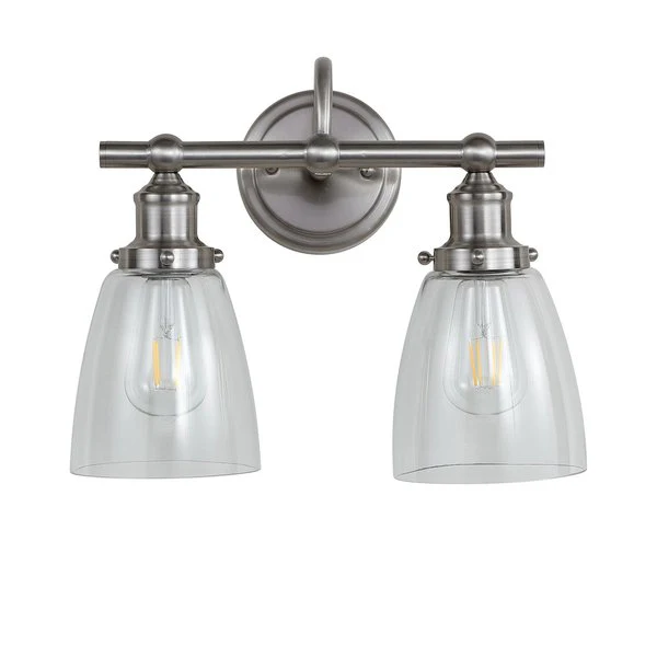 Safavieh Layton Two Light Bathroom Sconce - Brush Nickel - Image 2