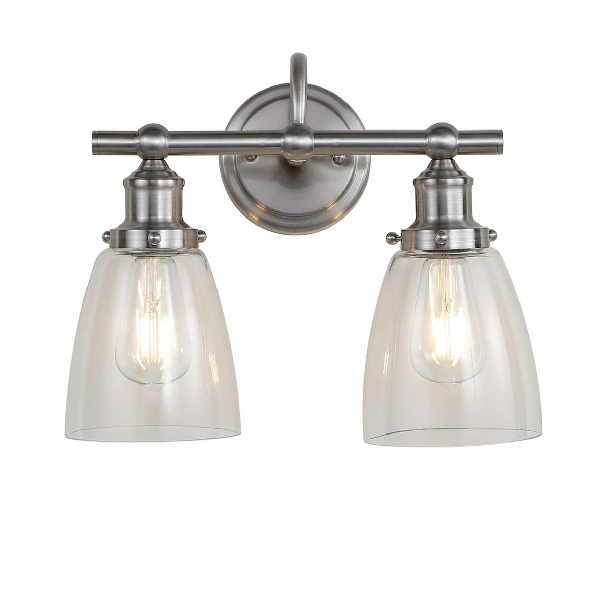 Safavieh Layton Two Light Bathroom Sconce - Brush Nickel - Image 3
